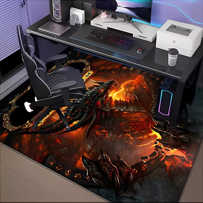 Custom Name Dragon's Fiery Warcraft Rug for Living Room, Game Rooms, Office, Bedroom, Floor Mat Playful Design, fan gifts Christmas decor