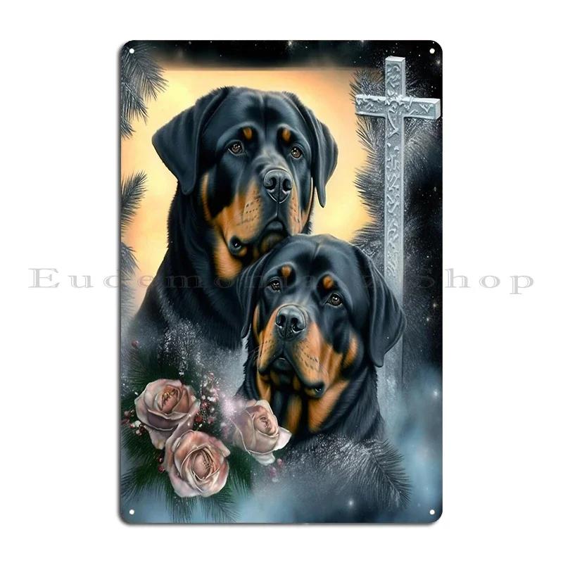 Rottweiler Rottie Dog Portrait Colorful Collage Art Metal Plaque Garage Club Wall Wall Plaque Printed Wall Mural Tin Sign Poster