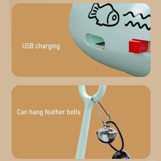 Electric Cat Interactive Toy with Feather Bell Automatic Moving Cat Teaser Boredom Toy Indoor Cats Enrichment Toy with Music Light
