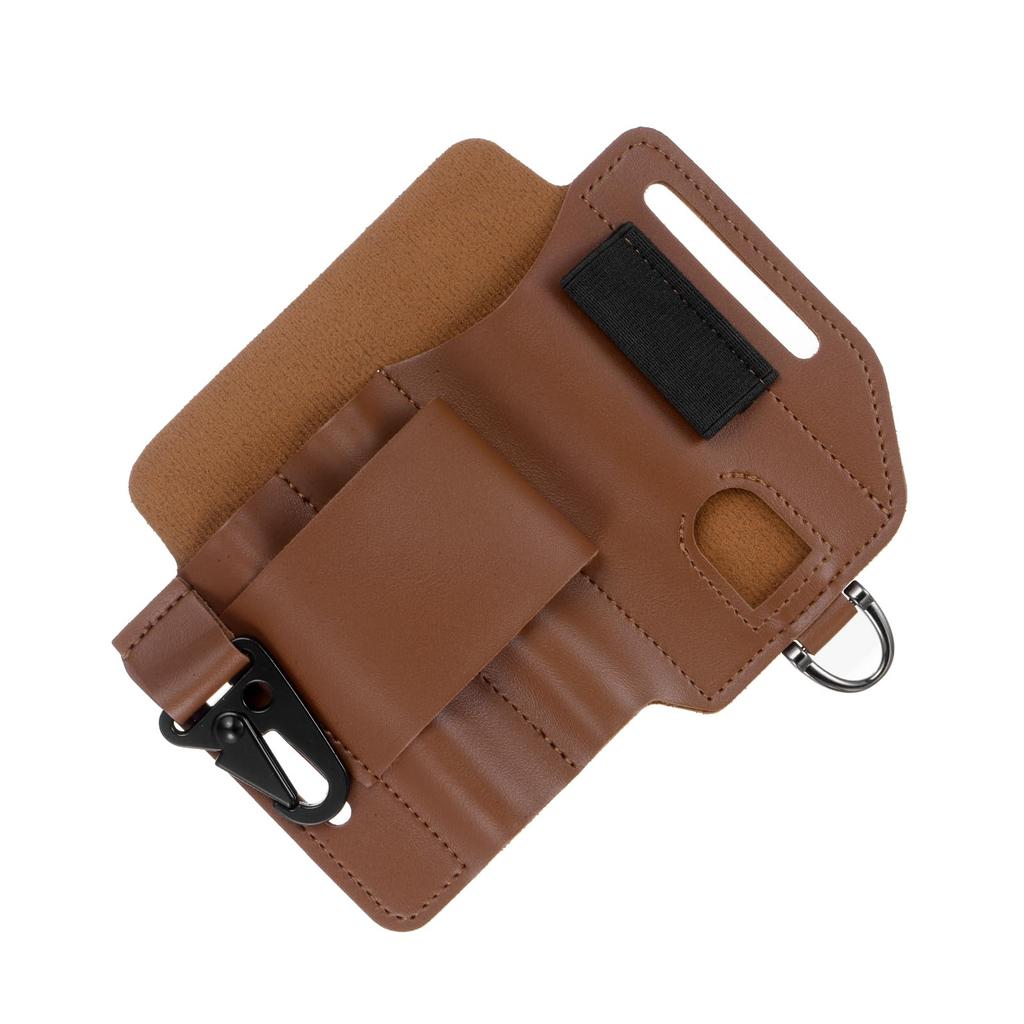 uxcell Multi Tool Sheath EDC Pocket Organizer x PU Leather Large Capacity Leather EDC Pocket Organizer Pen Holder for Key Fob Key Pen Flashlight Multi