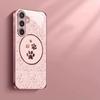 Cute paw pattern tempered glass phone case suitable for Samsung Galaxy S26 S25 S24 S22 S21 S20FE Ultra Plus anti drop back cover