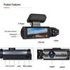 1080p HD Dash Cam with Night Vision & WiFi - 3.16" Triple Lens Car Recorder