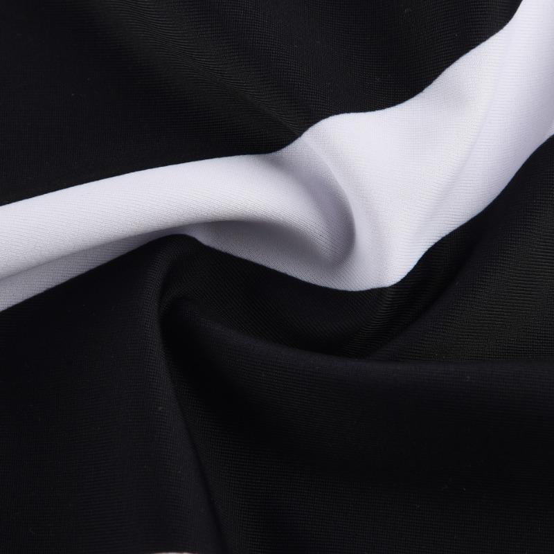 Women's Black & White Color Block One Piece Swimsuit - V-Neck Adjustable Strap Mesh Panel Beachwear