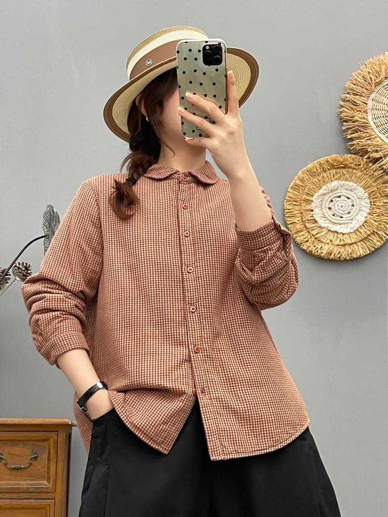 Women's Stylish Plaid Quilted Shirt Jacket with Cotton Padding - 2025 Autumn/Winter Collection, Warm Casual Top (Style 86536)