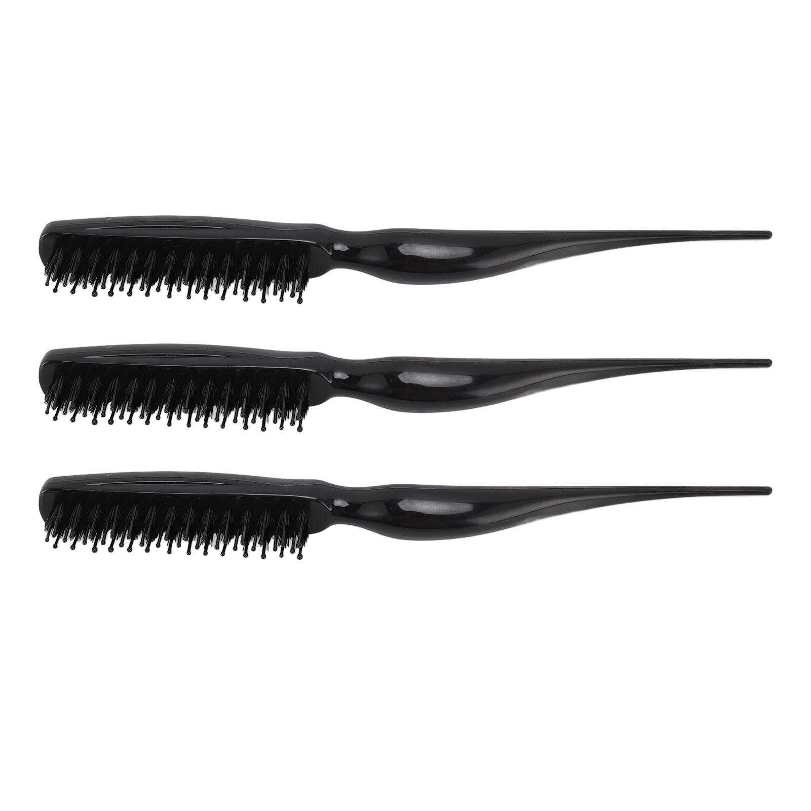 

3Pcs Teasing Hair Brush Ergonomic Handle Portable Teasing Brush Rat Tail Comb for Home Travel