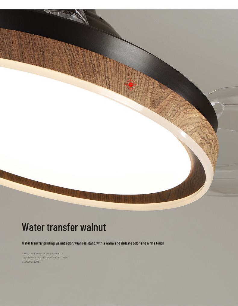 Chinese Style Silent Ceiling Fan with Light - Walnut Finish, Retro Design, High-End, Large Airflow for Bedroom or Restaurant.