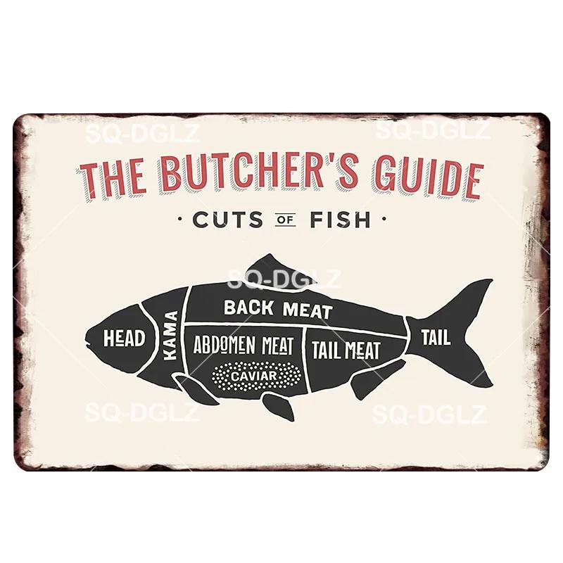 Metzgerei Vintage Metall Zeichen Frische Bauernhof Dekor Zinn Zeichen Pub Teller Fleisch Detail Metall Handwerk Malerei Plaketten Kunst Dekoration