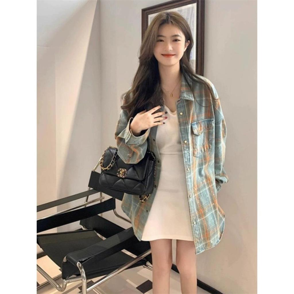 2025 Trendige Damen-Plaid-Hemdjacke im Oversize-Schnitt - Frühherbst Amerikanischer Stil Nischendesign