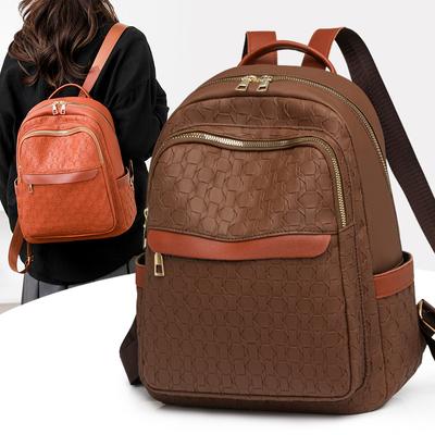 Casual Retro Women's Backpack Multi-functional Women's Soft Leather Texture PU Backpack Simple Versatile Backpack