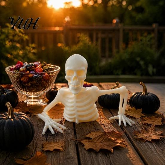 Glowing Skeleton Decor for Garden Halloween Planter Ornament, Glow-in-The-Dark Figurine, Break Through The Unique Gift Horror Fans Soil Human