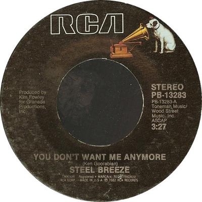 Disque 7 pouces STEEL BREEZE - You Don't Want Me Anymore PB13283 RCA 1982 US Dance & Electronica Occasion