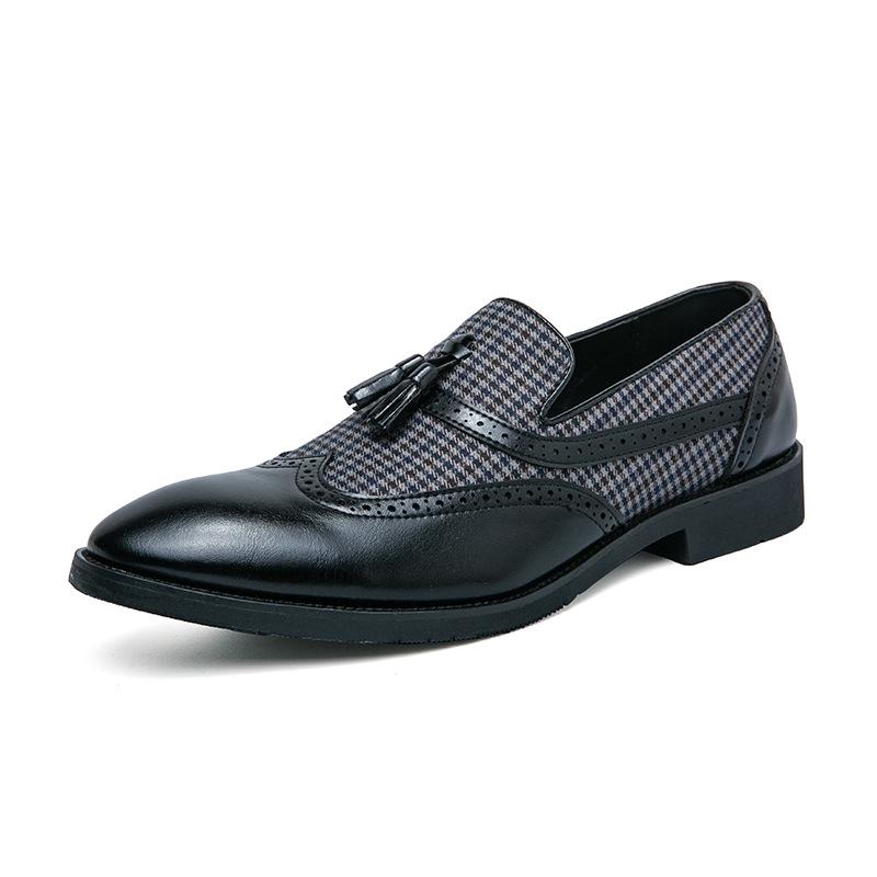 Men s Slip-On Tassel Loafers - Formal Leather Pointed Toe Brogues 40