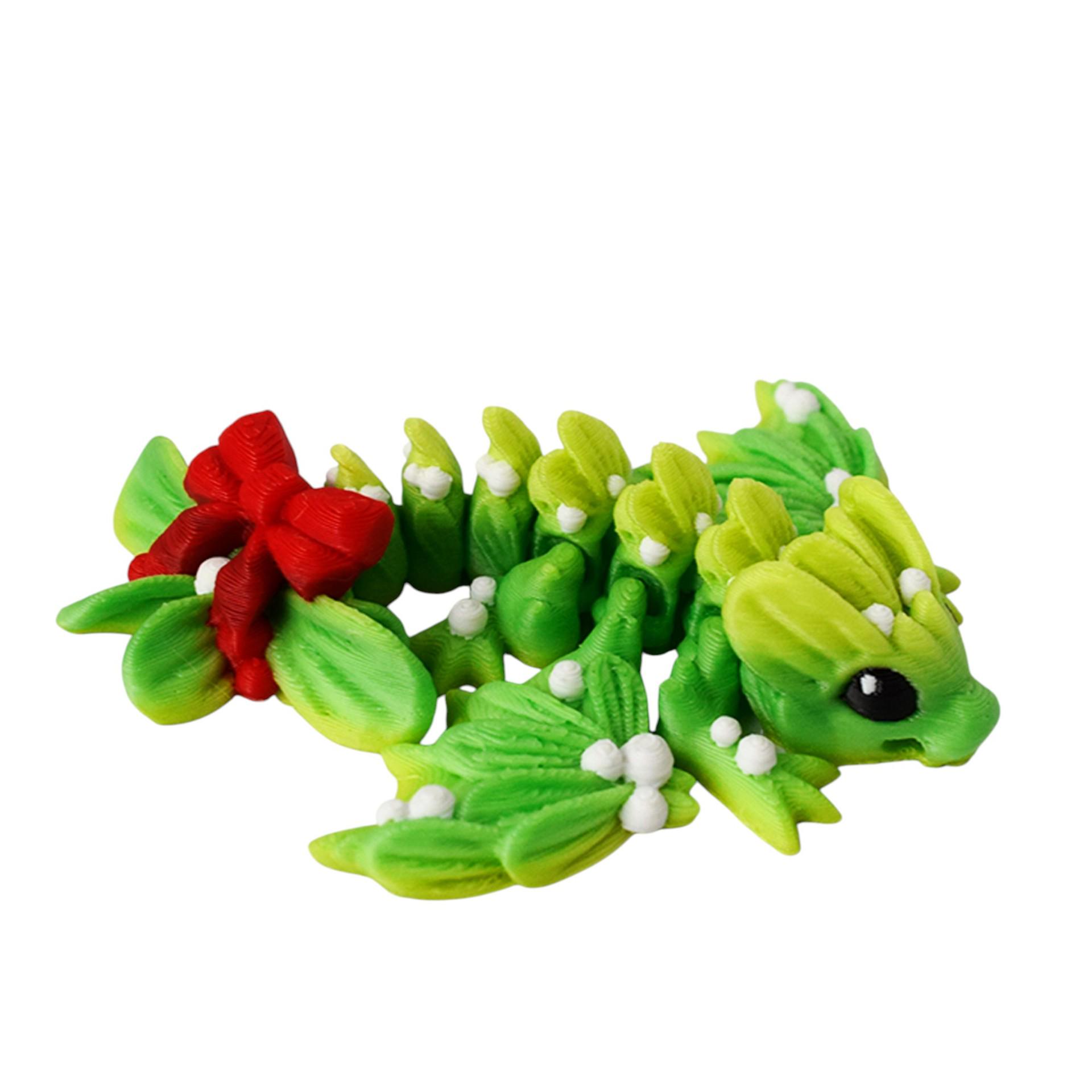 3D Printed Articulated Dragon Toy - Children s Decompression Ornament Green