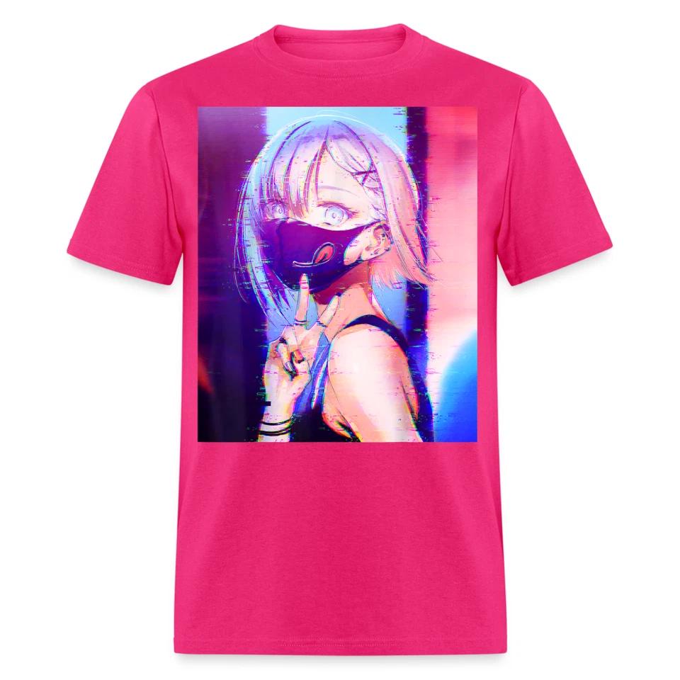 Cute Waifu Vaporwave Anime Peace Shirt Aesthetic Japanese Pixelated Blur T-Shirt 3