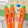 4PCS Confused Carrot Carrot Shaped Gel Pen Retractable Tongue Refill 0.5mm Funny and Fun Decompression Pen School Stationery