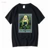 The Green Witch Tarot Card T Shirt Witchy Plant Lover S Herbology Long or Short Sleeves Vintage Washed Stretched Versatile