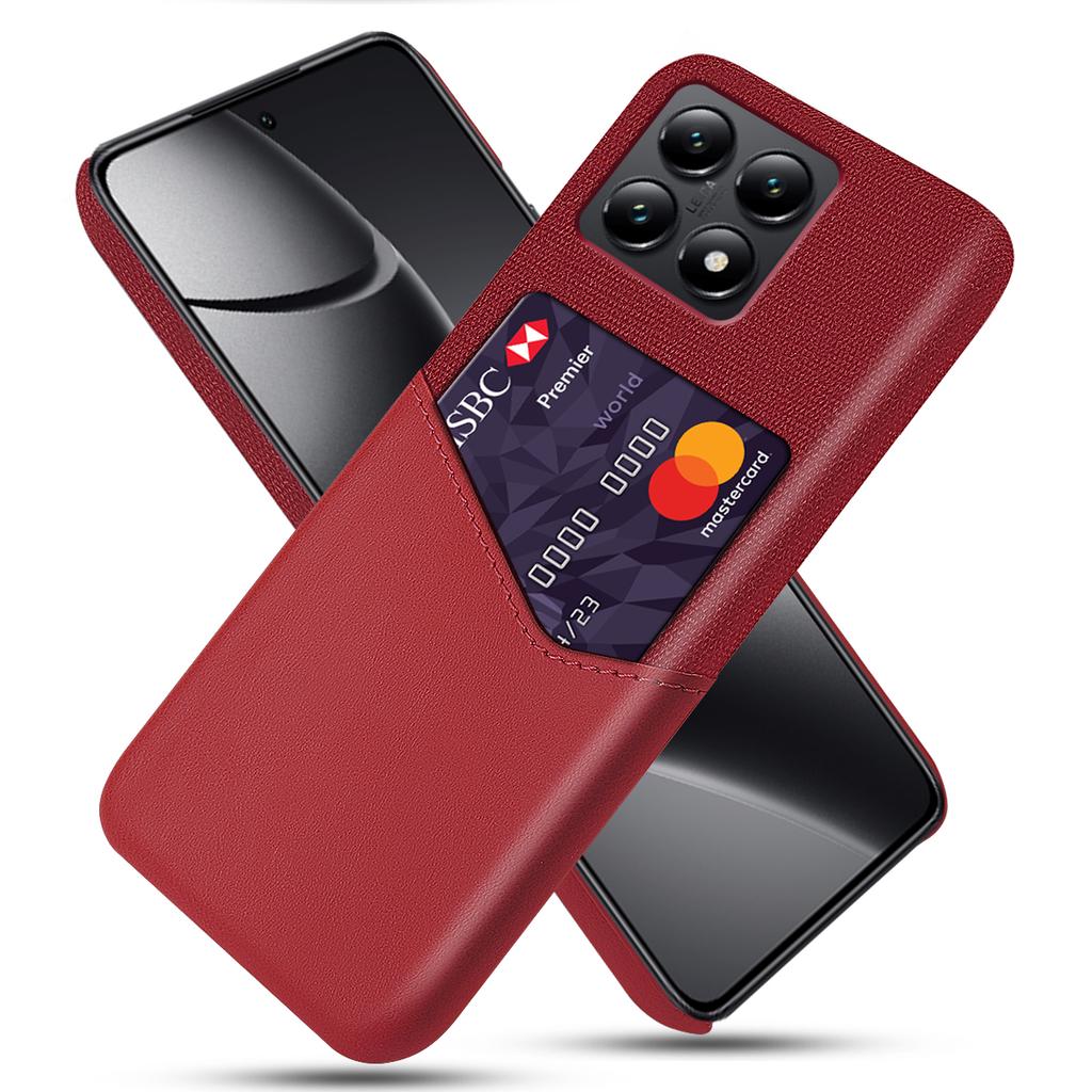 For Xiaomi 14T Case PU Leather Cloth Texture Hard PC Phone Cover with Card Holder