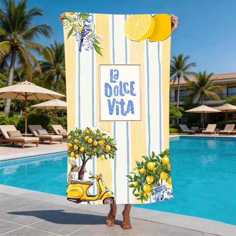 Amalfi Coast Italian Microfiber Beach Towel Sand Free Pool Towels Quick Dry Super Absorbent Swim Blanket