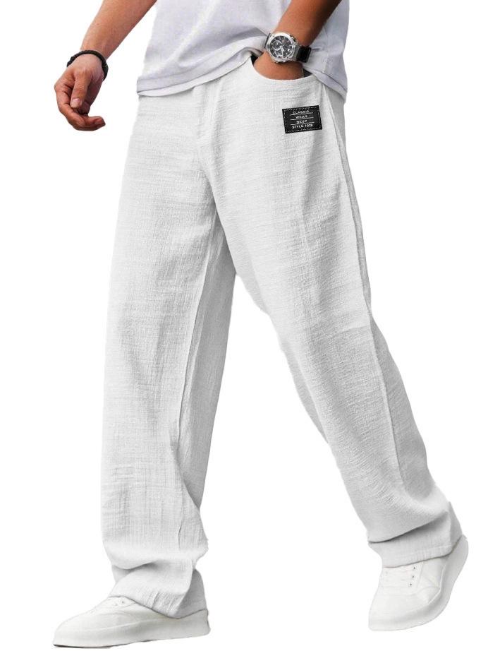 2026 Fashionable Men's Cotton Linen Casual Pants - Thin, Loose, Summer/Autumn Design with Logo