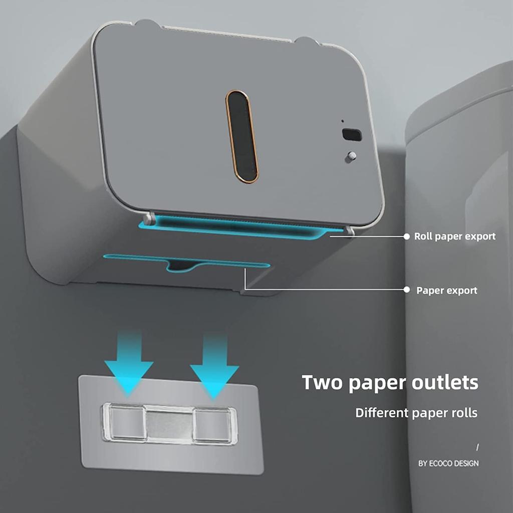 Bathroom Electric Paper Towel Dispenser with Sensor Wall Mounted Touchless Hand Towel Dispenser No Drilling Paper Towel Holder Tissue Dispenser for
