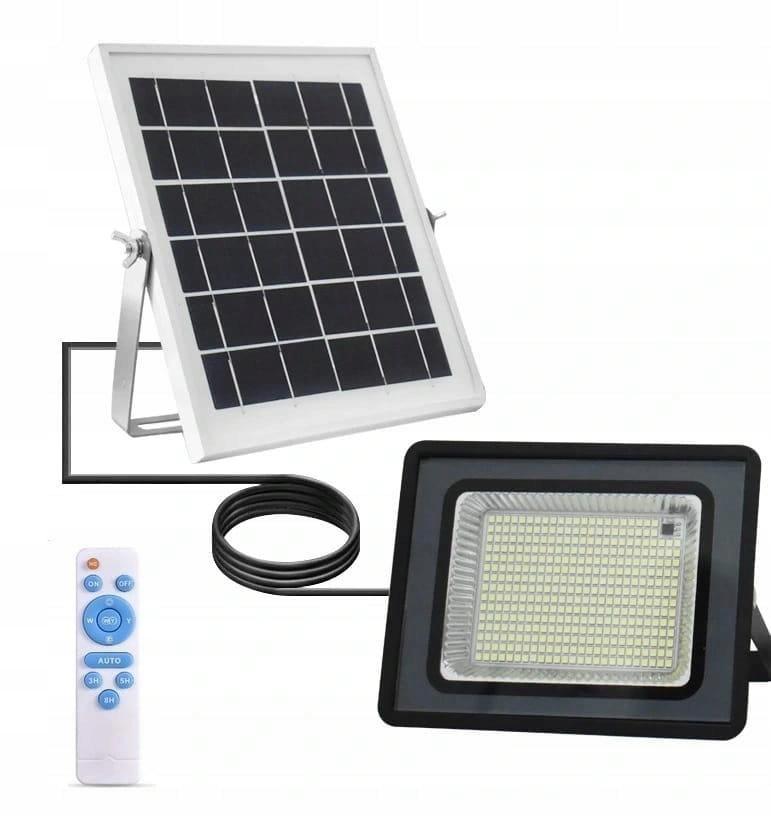 Solar Halogen Lamp with Twilight Sensor 50W Remote Control Lamp 206 LED 3Ah 5m Aluminum