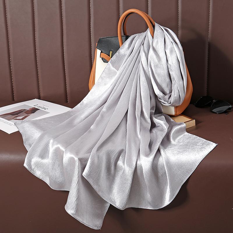 Large Size Silkly Stain Scarf Women Plain Foulard Femme Luxury Hijab Long Bandana Evening Party Dress Shawls and Wraps