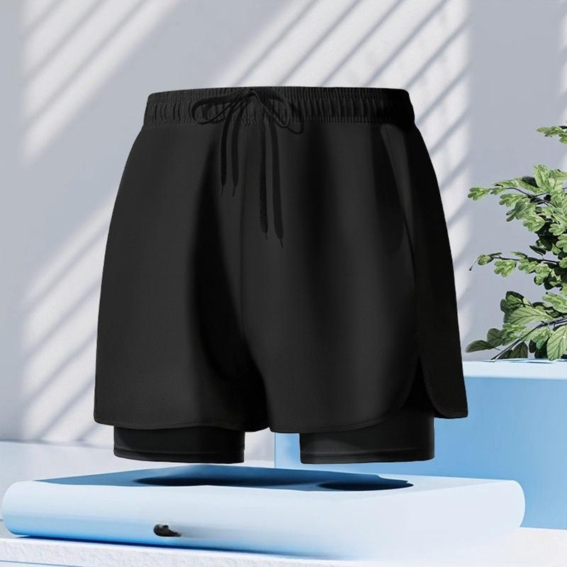 Men s Swim Trunks Quick Dry Loose Fit Double Layer Sports Shorts for Swimming Running M