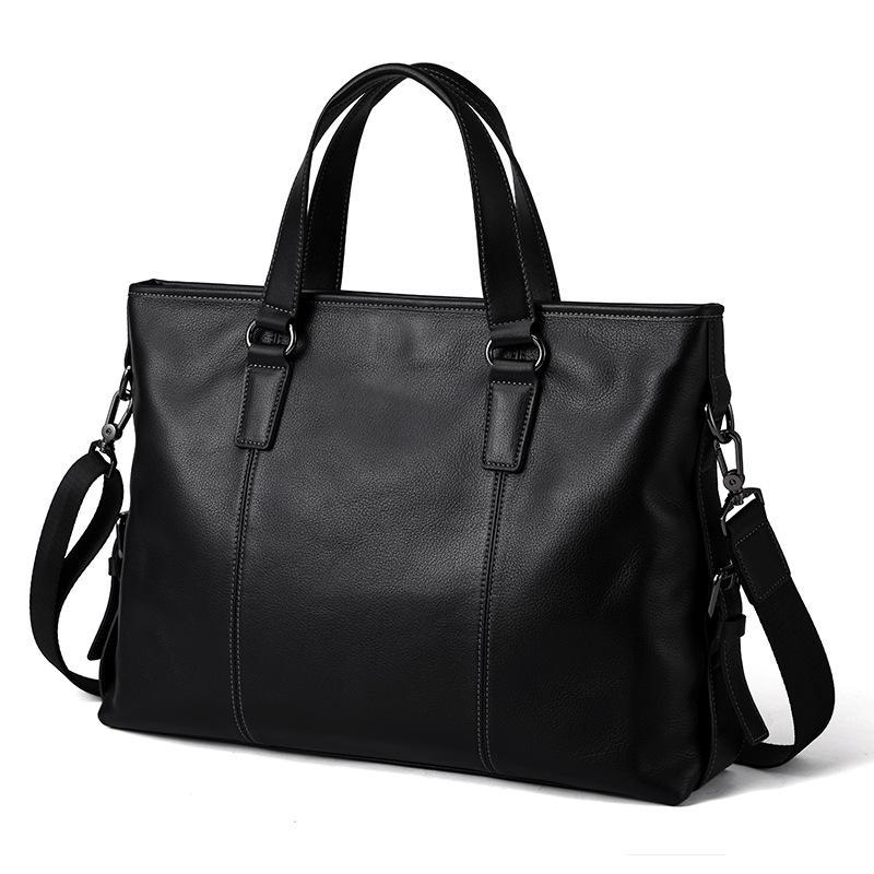 

Мужская повседневная сумка из натуральной кожи - 14-дюймовый портфель из коровьей кожи для компьютера и бизнеса Frame 8 чёрный