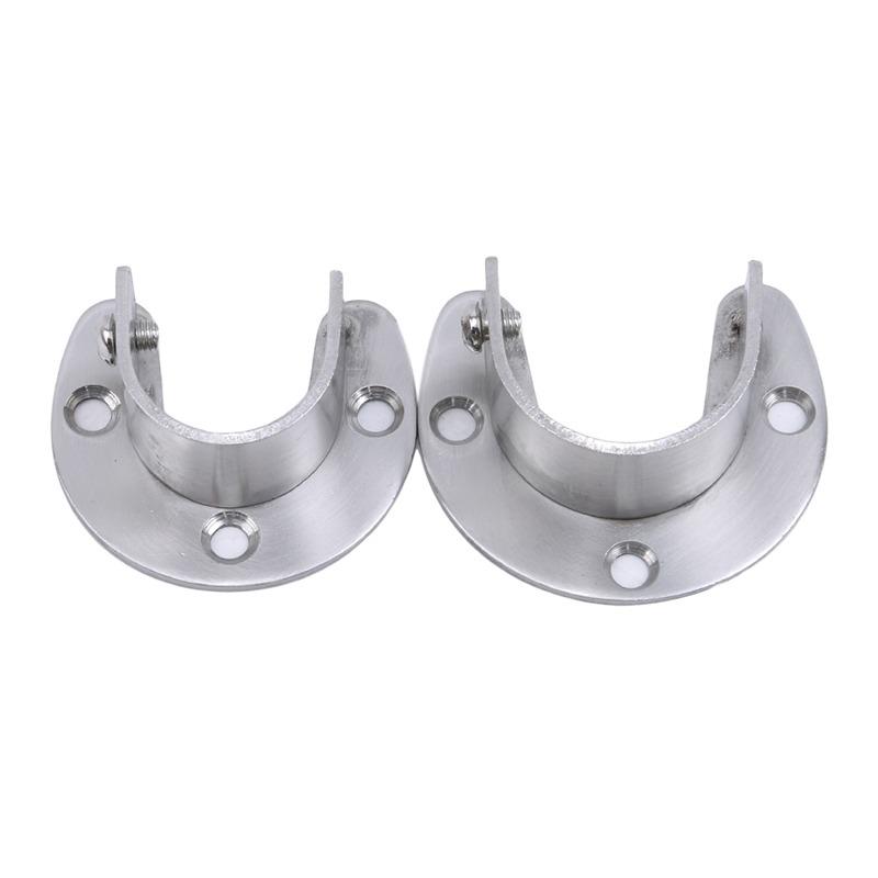 Staffa Terminale Per Asta Tende In Acciaio Inox | Supporto A Muro Per Aste Fino A 19mm, Per Tenda Doccia E Armadio, Confezione Da 2
