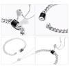 2pcs Metal Chain Bangle Stainless Steel Heart Key Pendant Necklace Fashion Couple Bracelet Necklace Jewelry Gift