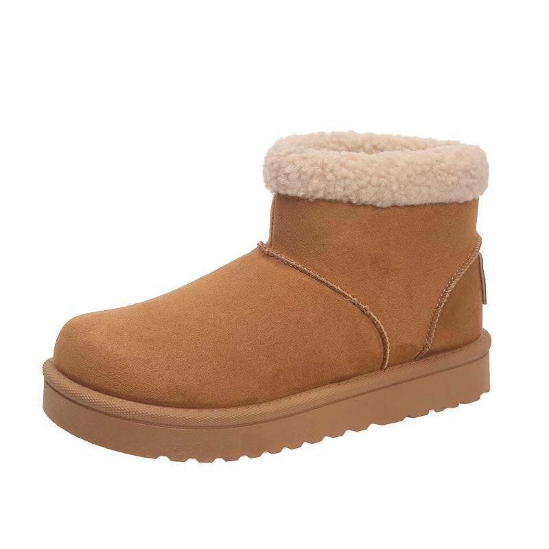 Fashion Women Ankle Snow Boots Suede Flats Platform Warm Winter Shoes 2025 Fashion New Casual Woman Sneakers Fur Cozy Zapatillas Mujer