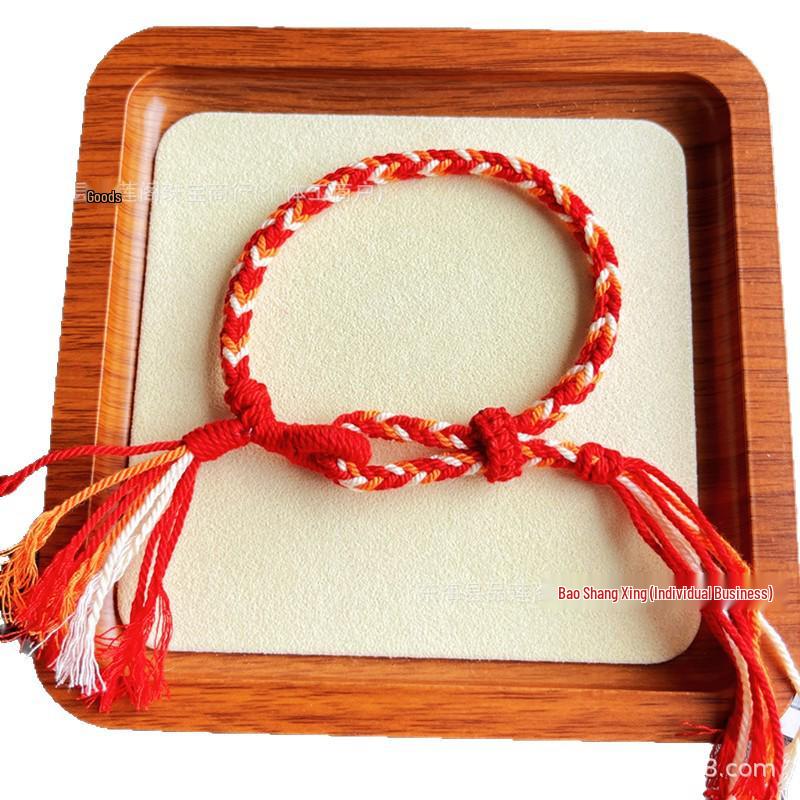 Tibetan Wealth Gods Handmade Eight-Strand Braided Bracelet with Green Tara Thangka
