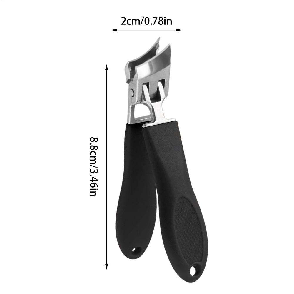 

Изогнутые кусачки для ногтей для мужчин, не разбрызгивающие, кусачки для ногтей на руках и ногах, широкое раскрытие челюстей, наклонная длинная ручка, не разбрызгивающие чёрный