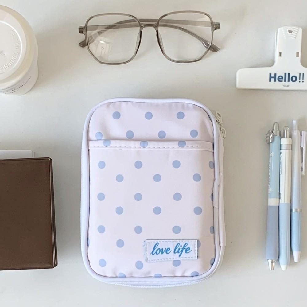 Polka Dot Print Pencil Case Ultra-thin Stationery Bag Durable Pen Bag  Students
