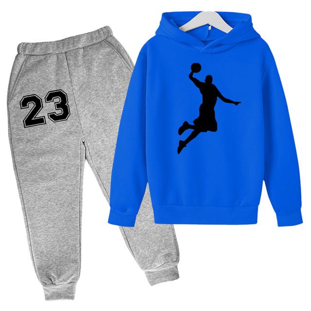 Basketbal Sport Hoodie Set Lente Herfst Top + Broek 2-delige Set Jongens Kinderen Meisjes Competitie Trainingskleding 100