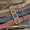 Belt Men's Korean-Style Retro Distressed Trendy Unique Double Needle Copper Buckle Genuine Leather New Pure Cowhide Jeans Belt
