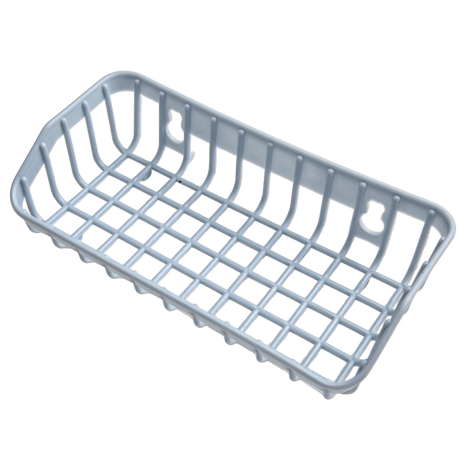 

Kitchen and Bathroom Sponge Rack with Double Suction Cups Wall Mounted Storage Organizer with Drainage Feature светло-синий