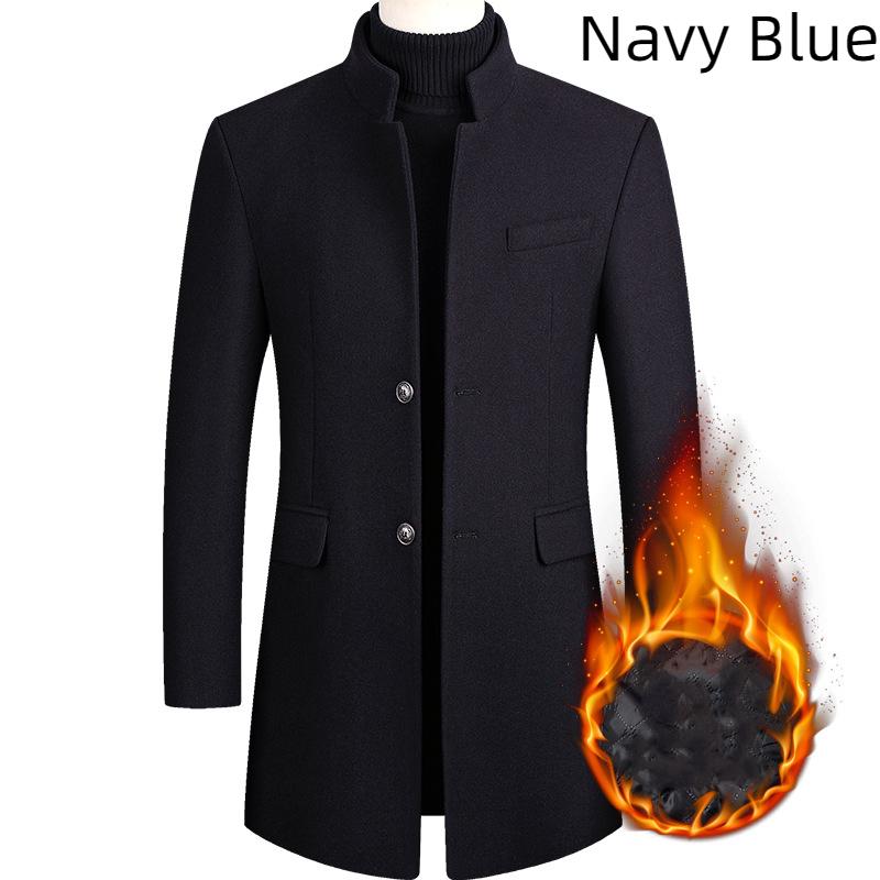 Autumn and Winter Woolen Men's Coats Casual Slim Woolen Windbreakers Mid-length Woolen Men's Clothing