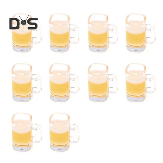 

10 шт. Мини-пивная кружка для кукольного домика, акриловая кружка с имитацией пива, миниатюрная модель пивного бокала для кукольного домика, декор для микроландшафта жёлтый