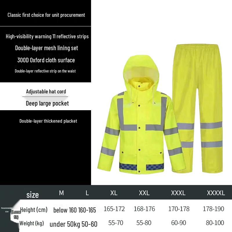 Handun 300D High-Visibility Reflective Work Raincoat
