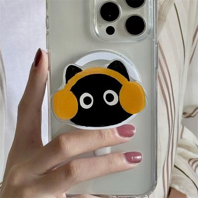 Korea Roztomilý Kreslený Černá Kočka Magnetický Držák Grip Tok Griptok Stojan na Telefon Držák Podpora Pro iPhone Pro Pad Magsafe Smart Tok