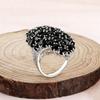 925 Sterling Silver big ring Natural Blk spinel elegant and noble for women's anniversary & banquet & engagement gift