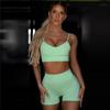 Women's Four-Piece Solid Color Yoga Set: Camisole, Seamless Bra, Shorts, Long Pants, Short-Sleeved Top