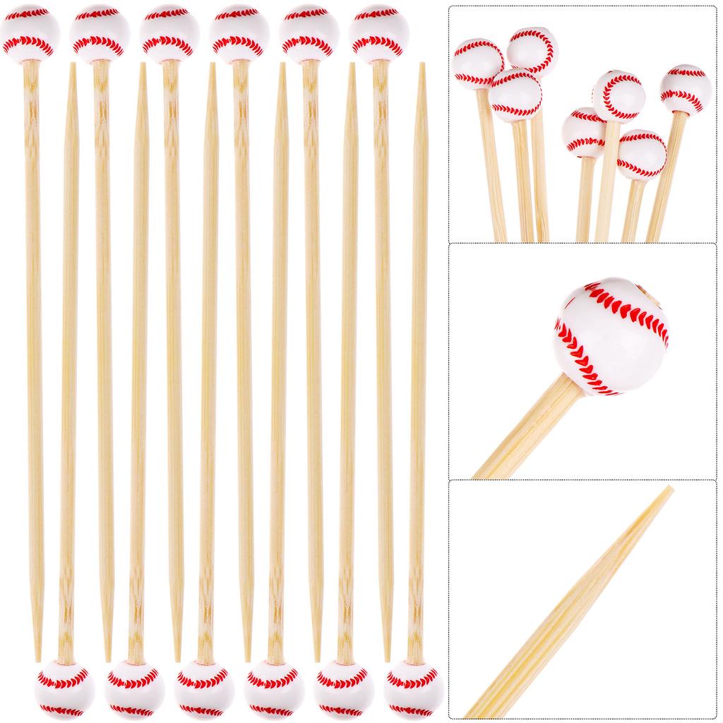 Bamboomn 3.9" Decorative Sports Ball End Bamboo Cocktail Fruit Sand