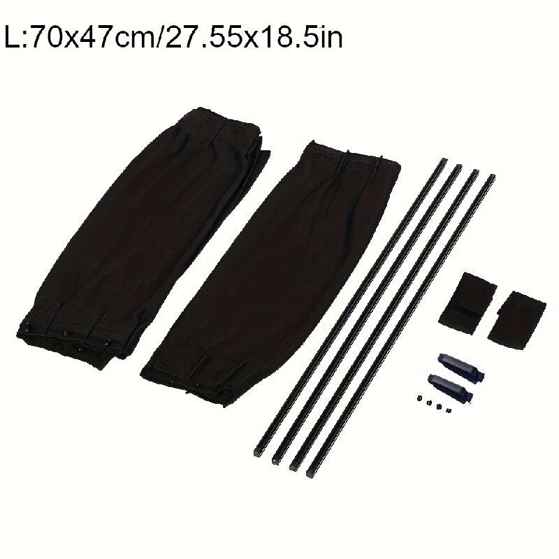 2pcs 70cm Black Car Sun Shade Side Rear Window Curtain Foldable UV Protection Auto Accessory Pure Cloth