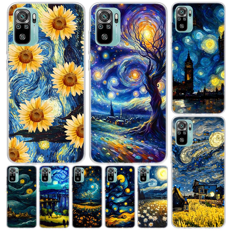 Starry Night Van Gogh Art Cover For Xiaomi Redmi Note 10 9S 9 8T 8 Pro 7 5 Mi 9T 10T 11T 12T 11 12 Lite 12X A3 A2 A1 Print Coque