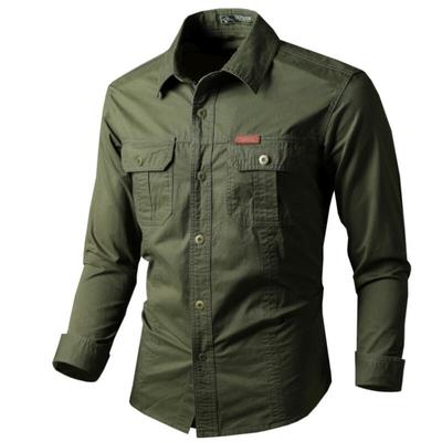 Frühling Herbst Baumwolle Cargoshirts Herren Langarm Outdoor Freizeit Papa Stil Oberteile Herren Freizeithemd Mittleres Alter Jugend Bluse