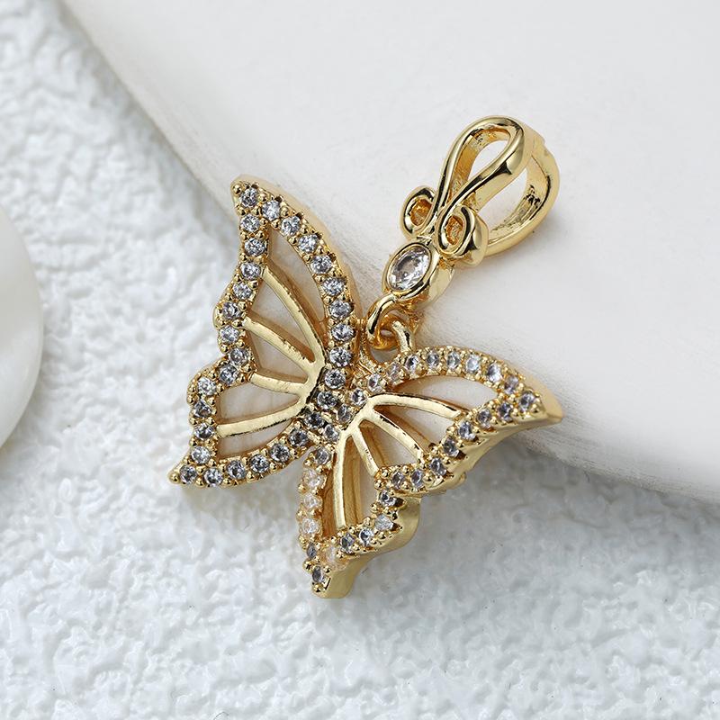 Επίχρυσωμένο Χάλκινο Κρεμαστό Πεταλούδα με Ζιργκόν για DIY Κοσμήματα