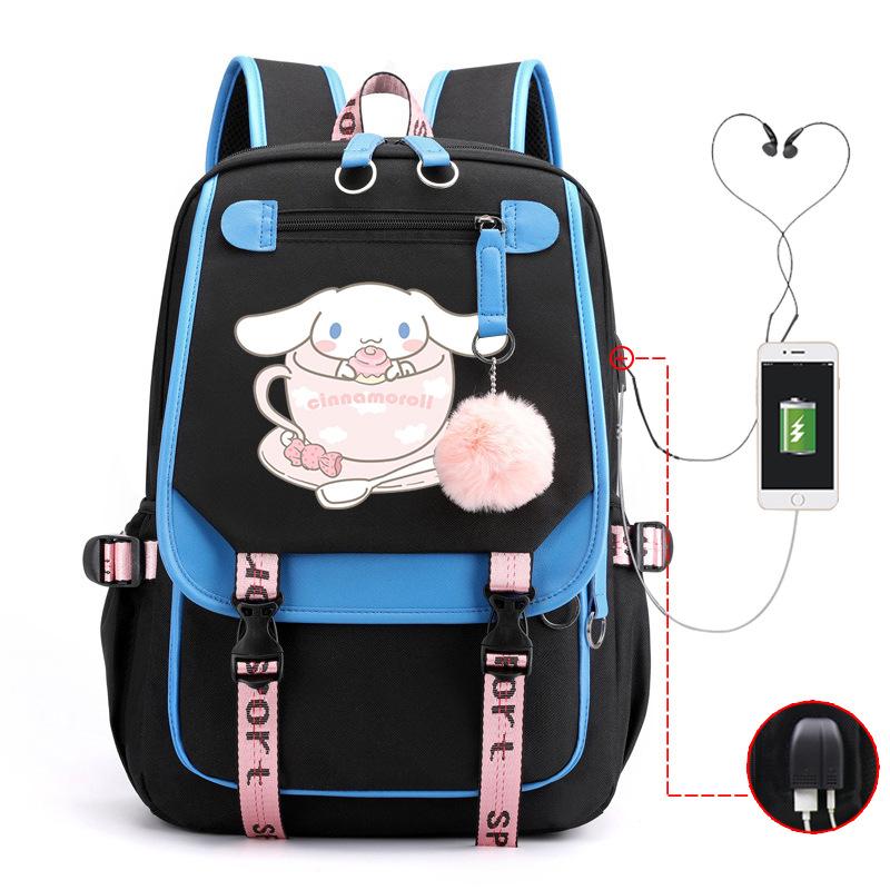 Pies z Dużymi Uszami Plecak Szkolny Męski i Damski Plecak dla Ucznia Szkoły Średniej Gimnazjum Styl College'owy Pasek do Plecaka Plecak Wielofunkcyjny USB