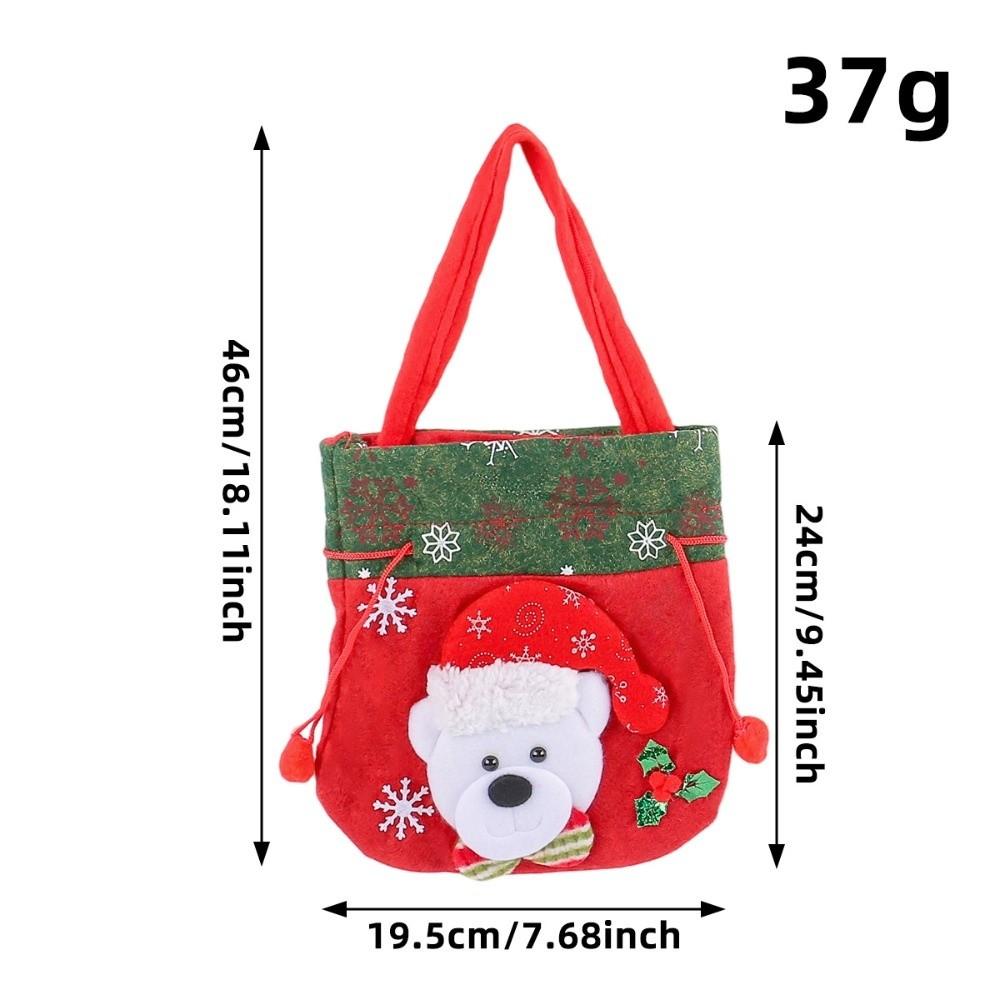 Flannel Santa Gift Bag Drawstring Closure Candy Gift Bag  Christmas Decoration